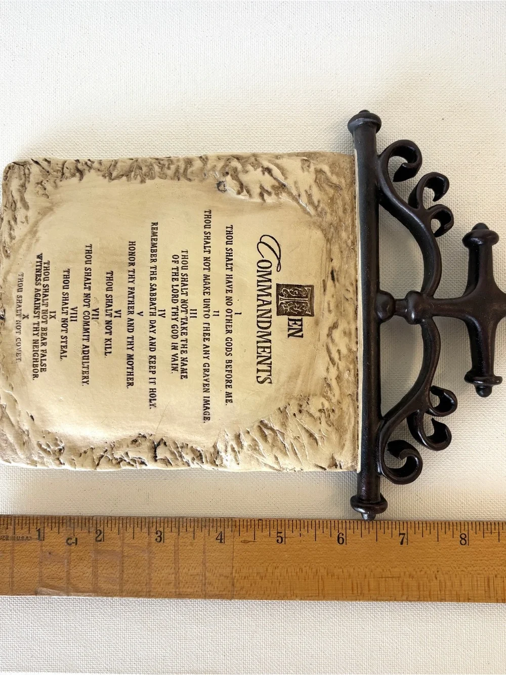 Ten Commandments Wall Art Plaque Scroll Cross Quote Bible Religious Faith Gift